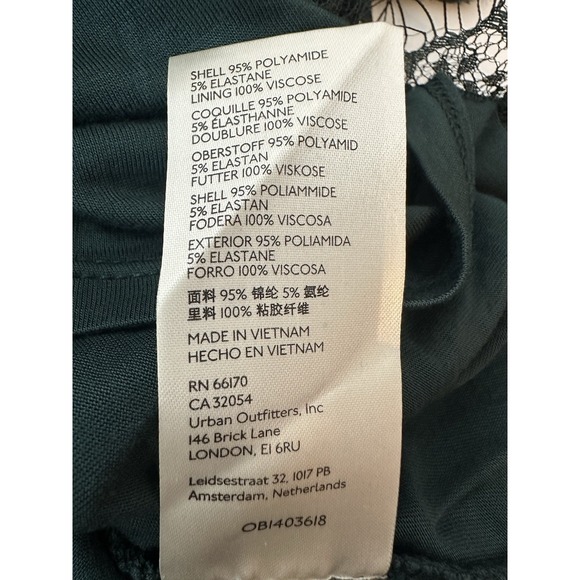 Free People Dress Women's Small Mini Dark Green Lace Faux Wrap Long Sleeve Sheer - Picture 6 of 11